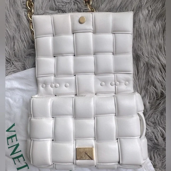Bottega Veneta Chain Cassette Padded Intrecciato Crossbody Bag - White/Gold - Picture 2 of 14